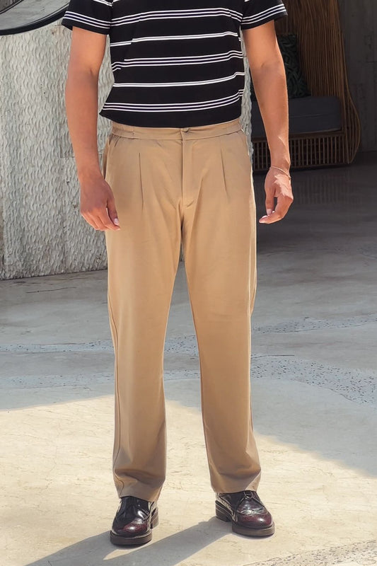 BROWN PLEATED TROUSERS