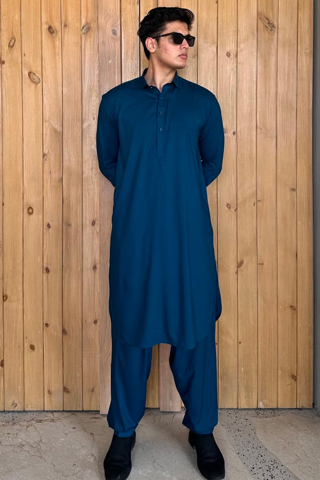 Teal Blue Kameez Shalwar