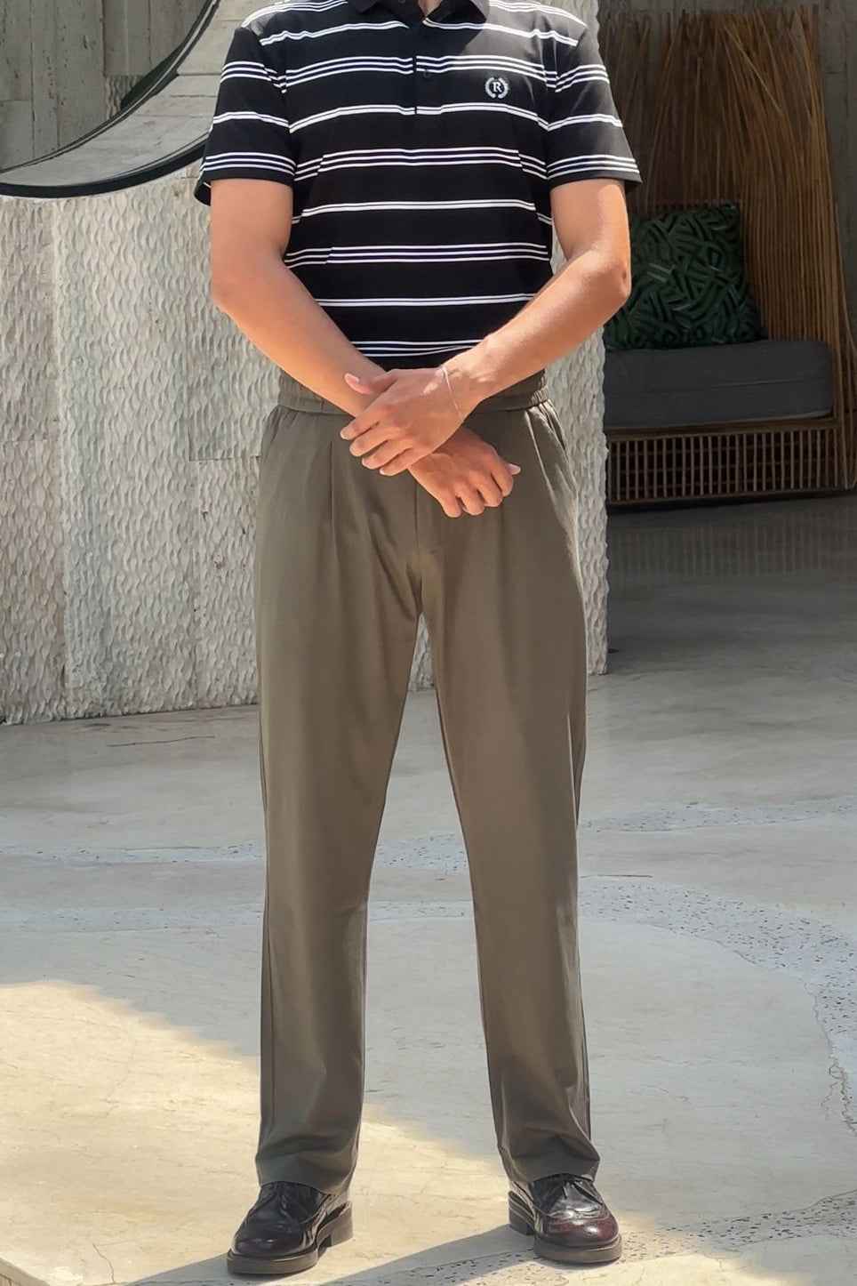 OLIVE GREEN PLEATED TROUSERS